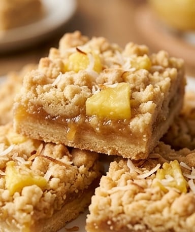 Barres croustillantes à l’ananas et noix de coco – le dessert tropical qui fait voyager
