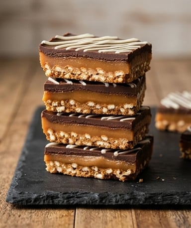 Barres croustillantes caramel chocolat