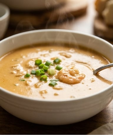 Bisque crémeuse de crabe et crevettes : l’élégance d’un velouté qui réchauffe