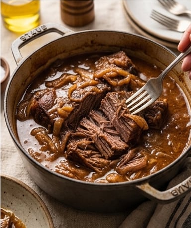 Boeuf braisé aux oignons : le mijoté réconfortant qui embaume la maison