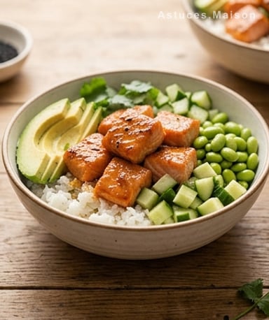Bol de saumon glacé à l'orange et au miel
