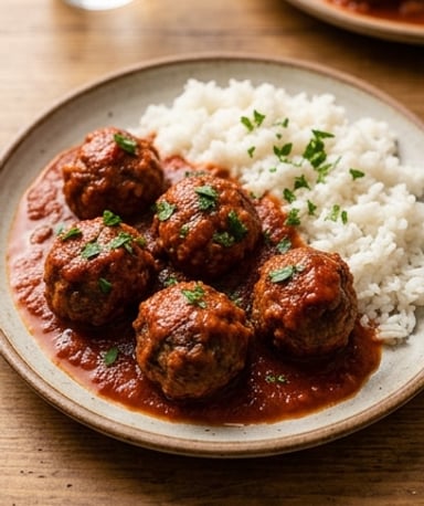 Boulettes de bœuf sauce tomate & riz : le classique réconfortant