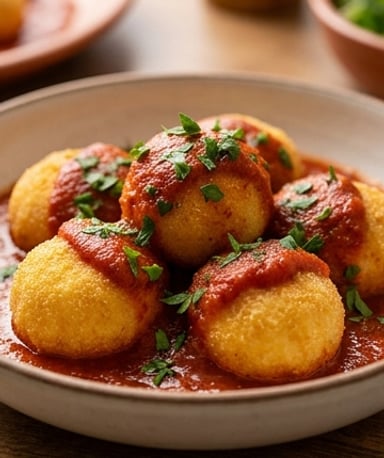 Boulettes de semoule au paprika fumé : croustillant fondant et sauce parfumée