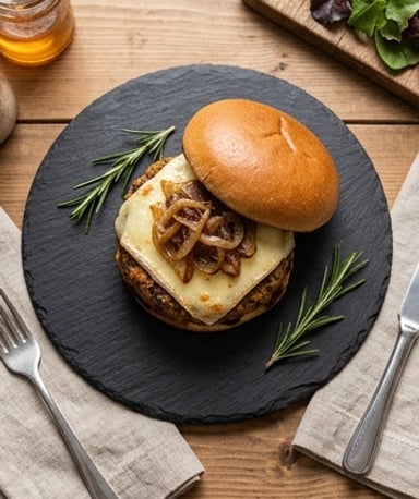 Burger veggie aux galettes de légumes et Reblochon