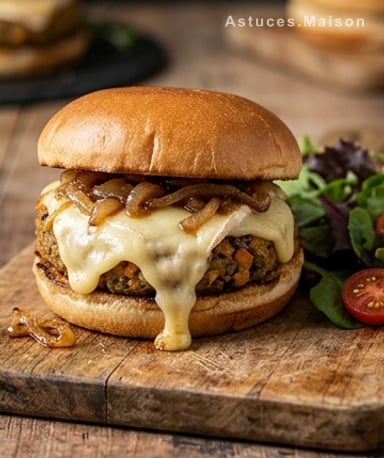 Burger veggie aux galettes de légumes et Reblochon
