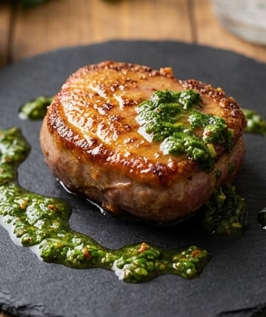 Canard croustillant aux noisettes, sauce chimichurri qui réveille les papilles