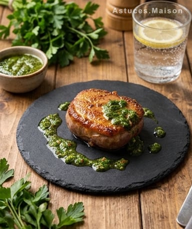 Canard croustillant aux noisettes, sauce chimichurri qui réveille les papilles