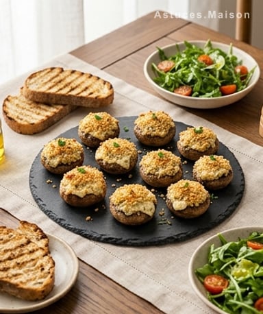 Champignons farcis au Boursin : l'apéro qui fond dans la bouche