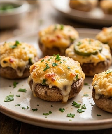 Champignons farcis façon jalapeño poppers : le croquant qui pique juste ce qu’il faut