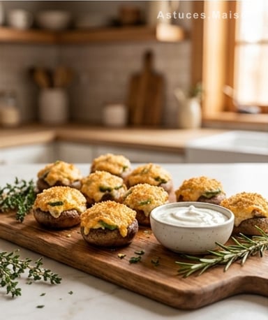 Champignons farcis façon jalapeño poppers : le croquant qui pique juste ce qu'il faut