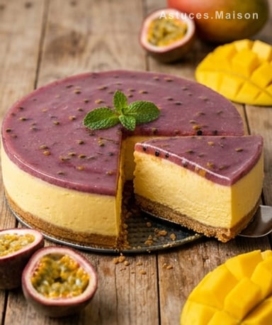 Cheesecake mangue-passion : l'équilibre parfait entre douceur et acidité