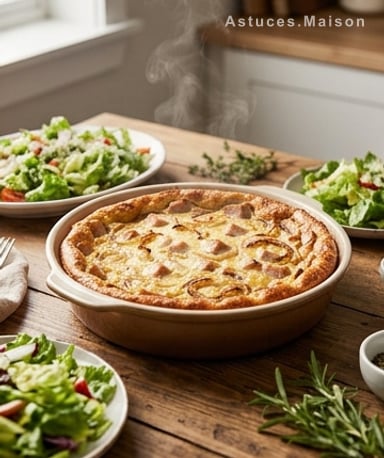 Clafoutis salé aux oignons et dinde : moelleux fondant et croûte dorée