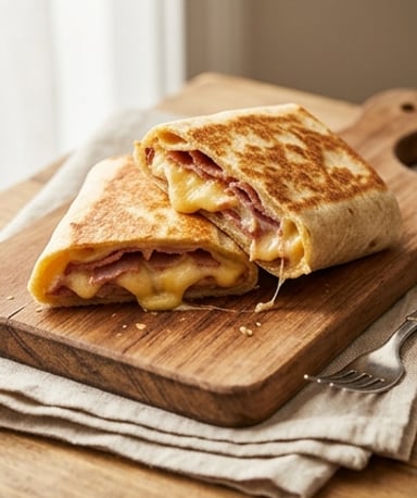 Croque-wrap bacon de dinde, cheddar & moutarde douce