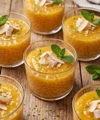 Dessert tropical : perles de coco et mangue fondante en 20 minutes