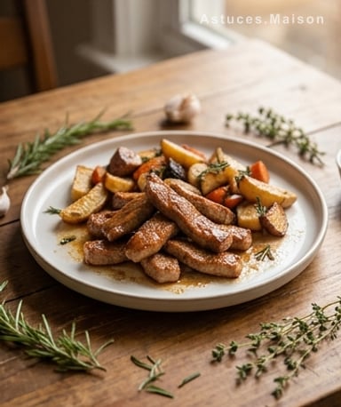 Émincé de veau mariné : une tendresse dorée qui fond en bouche