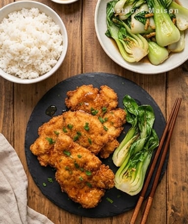 Escalopes croustillantes au miel et à l'ail, sauce collante irrésistible