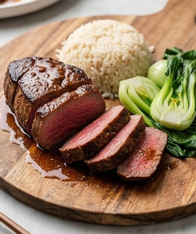 Filet mignon de boeuf laqué à la thaï, caramélisé et parfumé