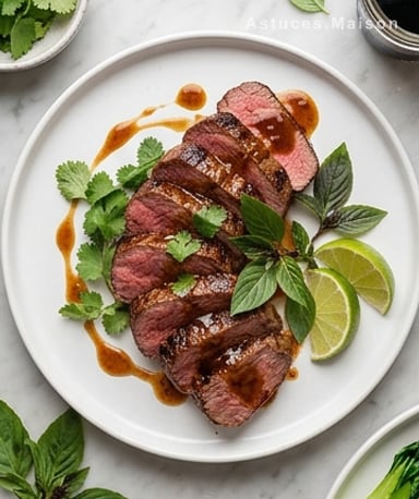 Filet mignon de boeuf laqué à la thaï, caramélisé et parfumé