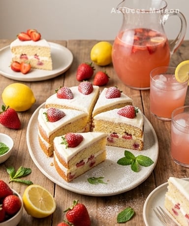 Gâteau moelleux fraise-citron au lait ribot