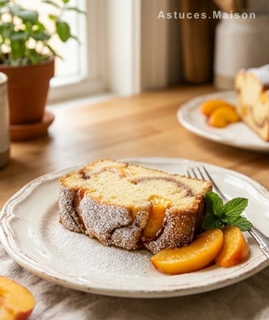 Gâteau moelleux pêche-crumble : le mariage parfait qui fond en bouche
