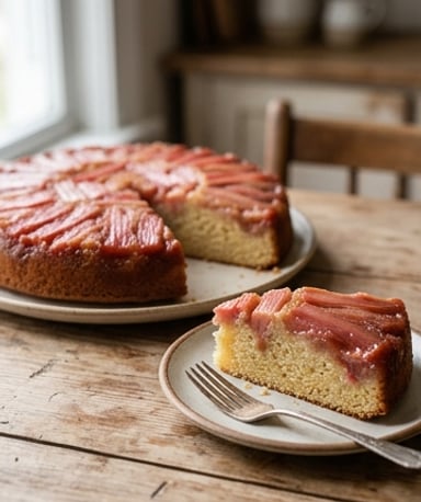 Gâteau renversé à la rhubarbe : le printemps dans l’assiette