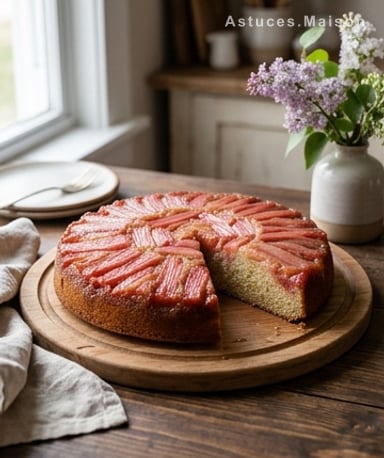 Gâteau renversé à la rhubarbe : le printemps dans l'assiette