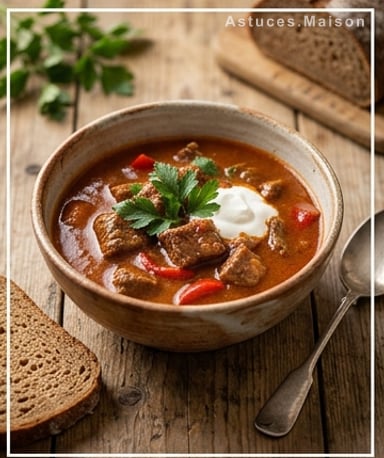 Goulash hongrois : le ragoût qui sent le feu de bois et le paprika doux