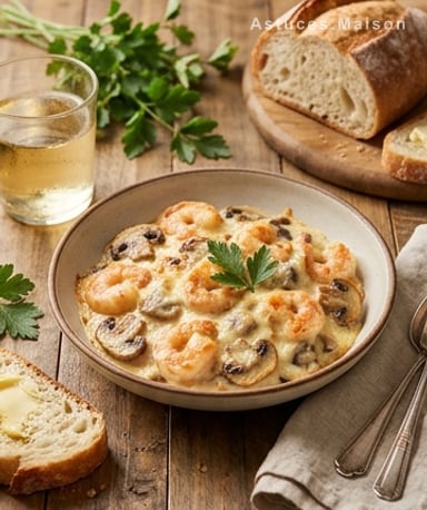 Gratin de crevettes et champignons : onctueux à s’en lécher les doigts