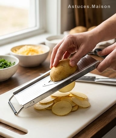 Des pommes de terre coupées fin, la clé du fondant