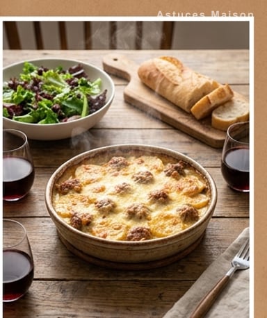 Gratin de pommes de terre et boulettes : le duo fondant qui réconforte