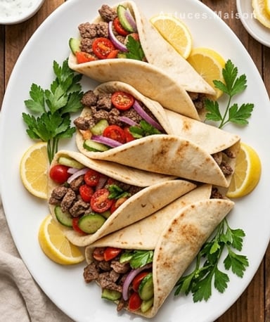 Gyros maison revisités : wraps de bœuf aux herbes et sauce yaourt à l'ail