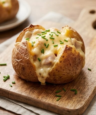 Jacket potatoes au poulet et fromage fondant : le plat réconfortant