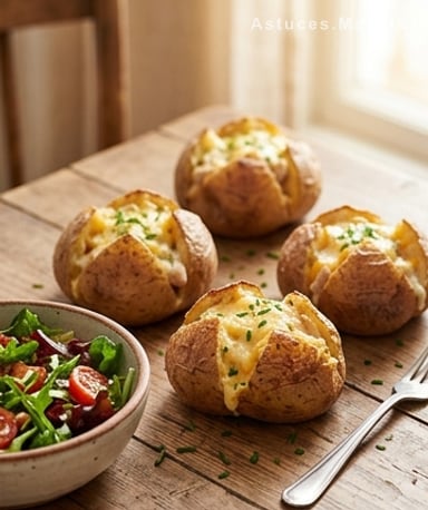 Jacket potatoes au poulet et fromage fondant : le plat réconfortant