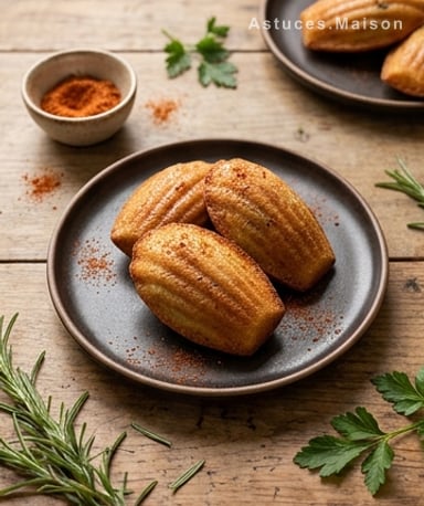 Madeleines croustillantes au confit de canard, citron confit et piment d’Espelette