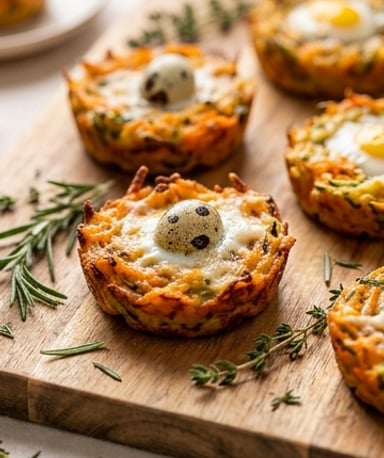 Nids de légumes croustillants aux œufs de caille, l’entrée qui vole la vedette