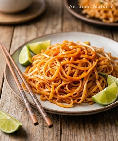 Pad Thaï au Sriracha : un voyage épicé en 30 minutes