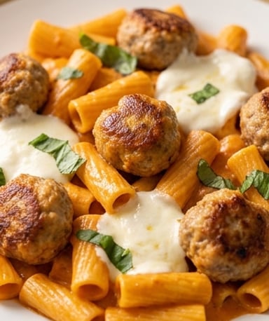 Pâtes à la vodka revisitées avec boulettes de bœuf et dinde