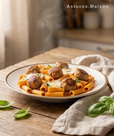 Pâtes à la vodka revisitées : des boulettes fondantes et une sauce onctueuse