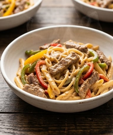 Pâtes au bœuf sauté et poivrons : le plat rapide qui régale