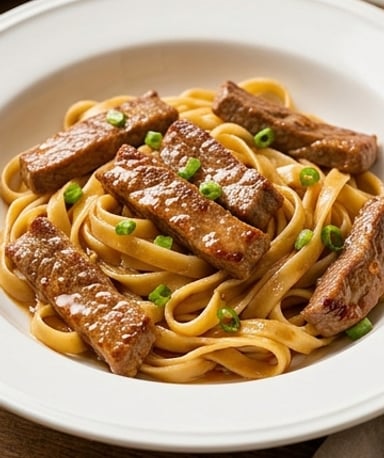 Pâtes au steak, ail sucré et piquant – un dîner qui claque en 30 minutes