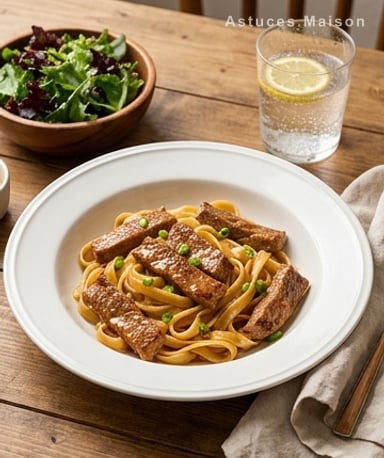 Pâtes au steak, ail sucré et piquant – un dîner qui claque en 30 minutes
