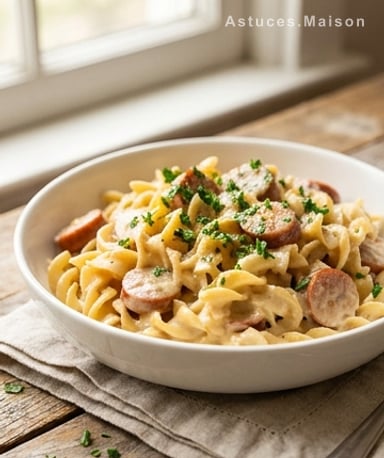 Pâtes crémeuses à la saucisse fumée et au paprika : le réconfort en cocotte