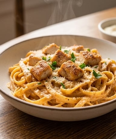 Pâtes crémeuses au poulet cajun et parmesan