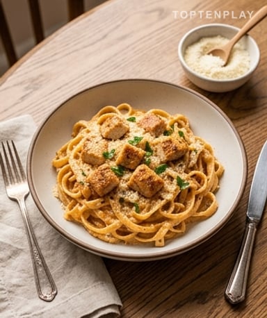 Pâtes crémeuses au poulet cajun et parmesan