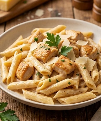 Pâtes crémeuses au poulet et beurre cowboy