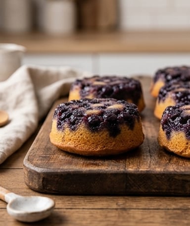 Petits gâteaux renversés aux myrtilles : croustillant fondant en 25 minutes