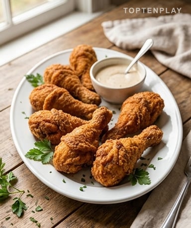 Pilons de poulet frits, épicés et croustillants