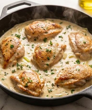 Poulet aux poireaux crémeux : le réconfort en sauce qui fond dans la bouche