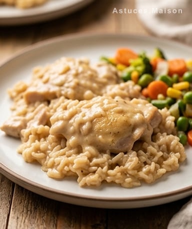Poulet oublié au riz : un plat réconfortant qui cuit tout seul