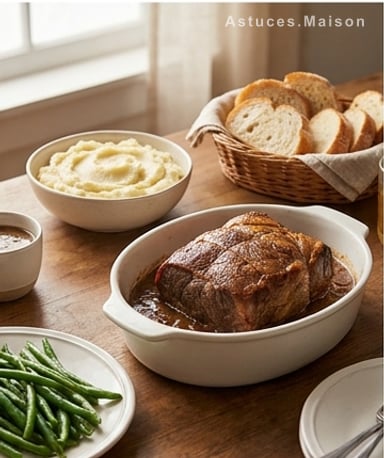 Rôti de bœuf fondant à la sauce oignon, 4 ingrédients et une cuillère